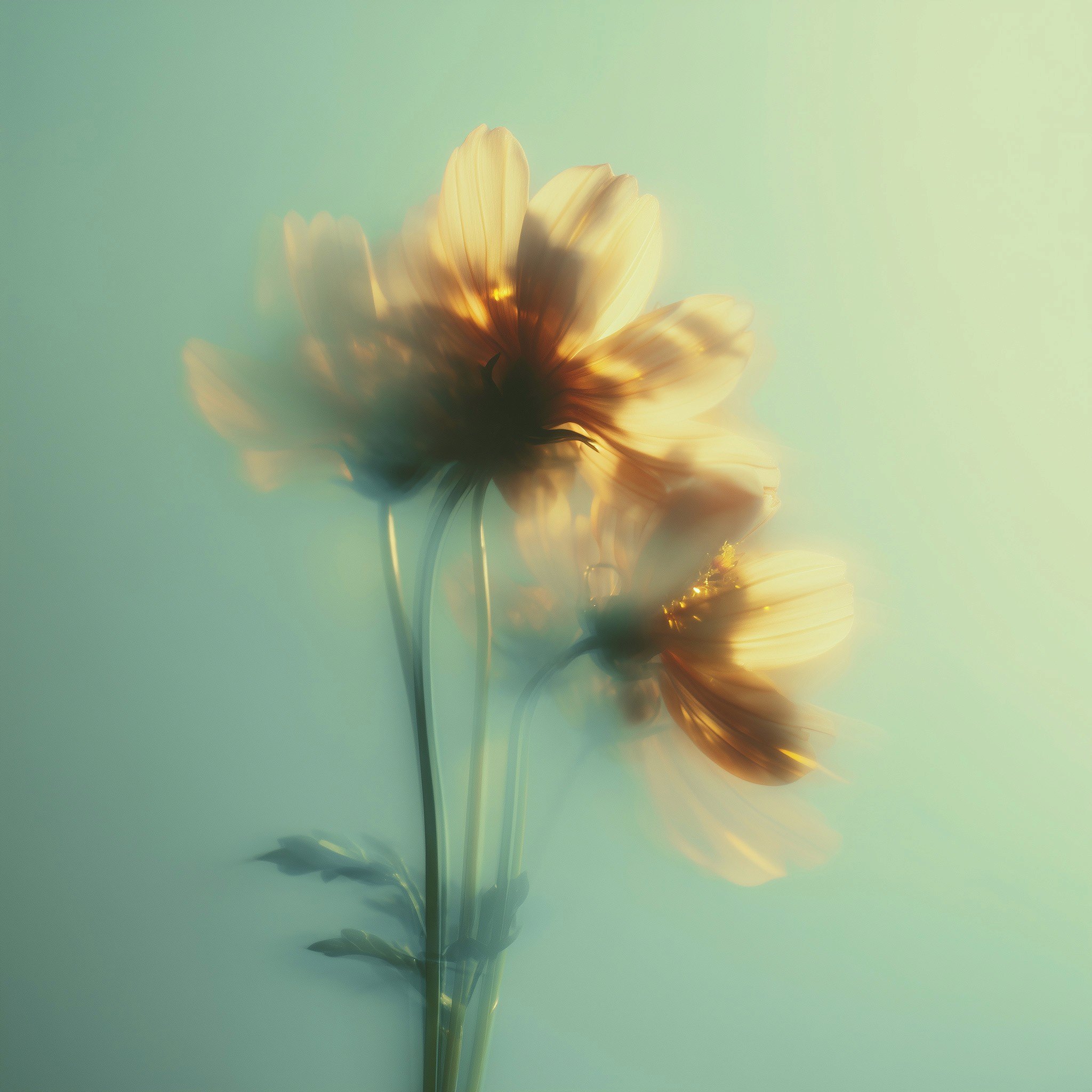 Flores secas contra um céu suave